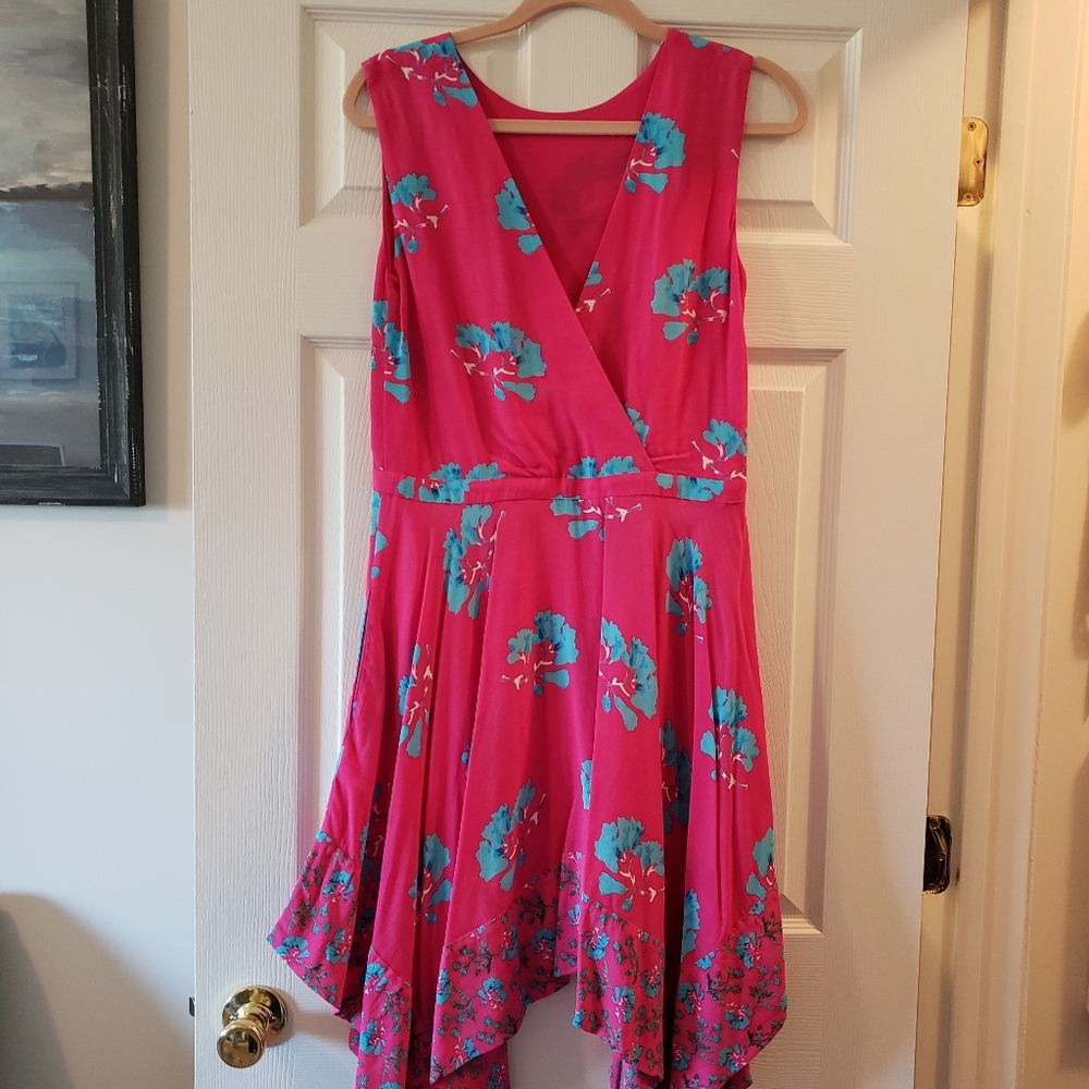 Maje Reversible dress in pink and blue floral